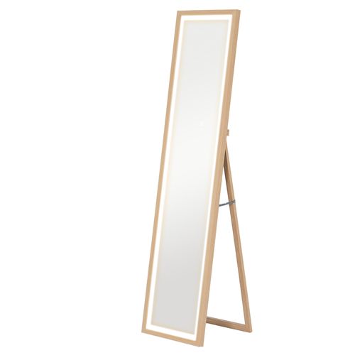 Grand Miroir LED Pleine Longueur 40 X 160 Cm Autoportant Ou à Fixer Réglable Effet Bois