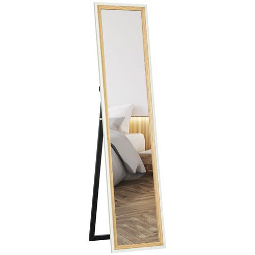 Miroir Sur Pied Et Mural Design Pleine Longueur 37 X 157 Cm Effet Bois Clair Blanc