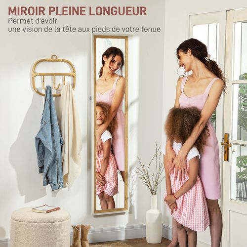 Miroir Sur Pied Et Mural Design Pleine Longueur 37 X 157 Cm Effet Bois Clair Blanc