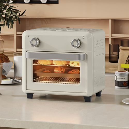 Friteuse à Air Mini Four 1 000w 10l 80°c-230°c Timer 5 Accessoires Inclus Crème