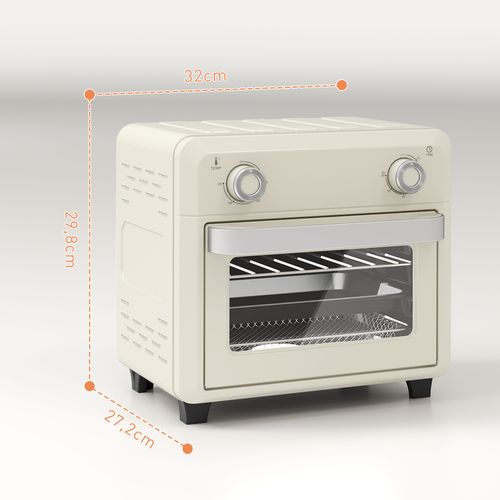 Friteuse à Air Mini Four 1 000w 10l 80°c-230°c Timer 5 Accessoires Inclus Crème