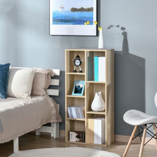 Bibliothèque Étagère Cube 7 Compartiments 50l X 24p X 106h Cm Bois Naturel