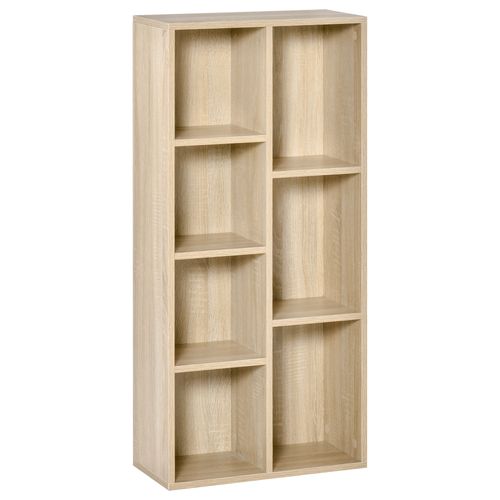Bibliothèque Étagère Cube 7 Compartiments 50l X 24p X 106h Cm Bois Naturel