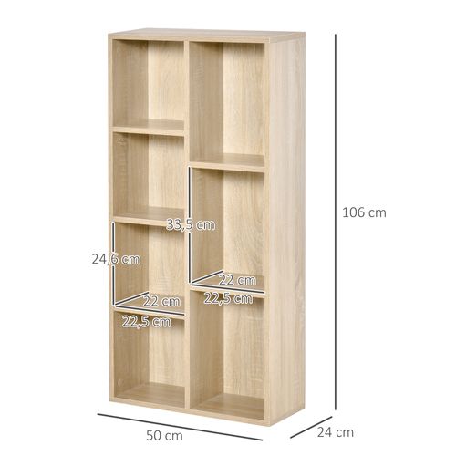 Bibliothèque Étagère Cube 7 Compartiments 50l X 24p X 106h Cm Bois Naturel