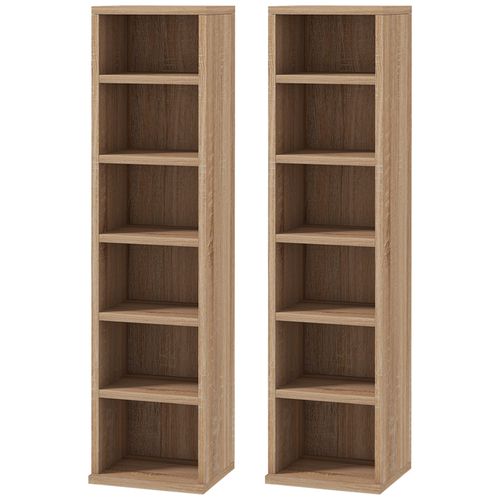 Lot De 2 Étagères Colonnes Rangement Max. 204 Cd Chêne
