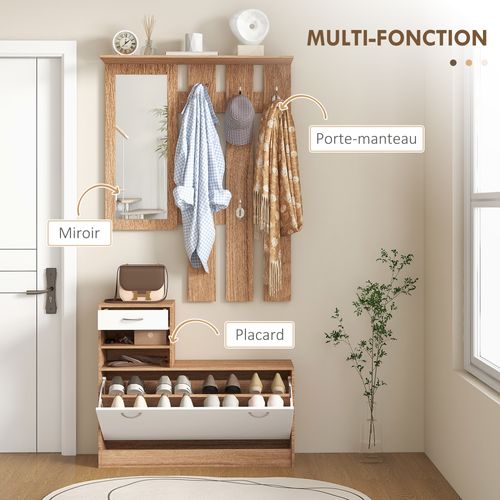 Ensemble De Meubles D'entrée Design Blanc Effet Bois