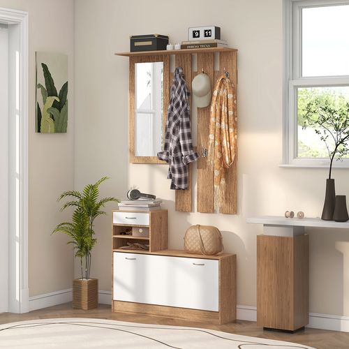 Ensemble De Meubles D'entrée Design Blanc Effet Bois