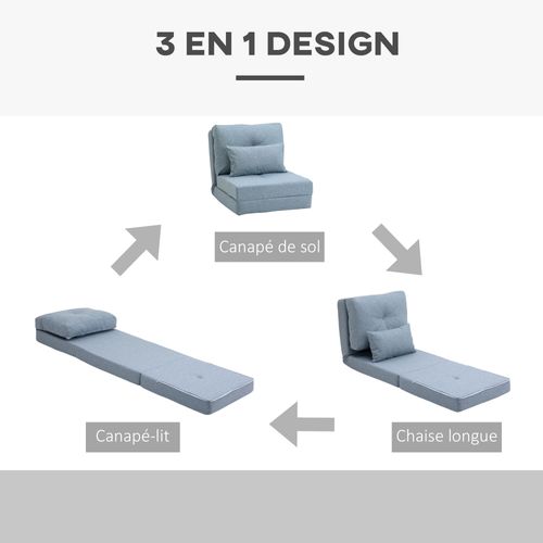 Fauteuil Convertible Chauffeuse Inclinable - Coussin Inclus - Tissu