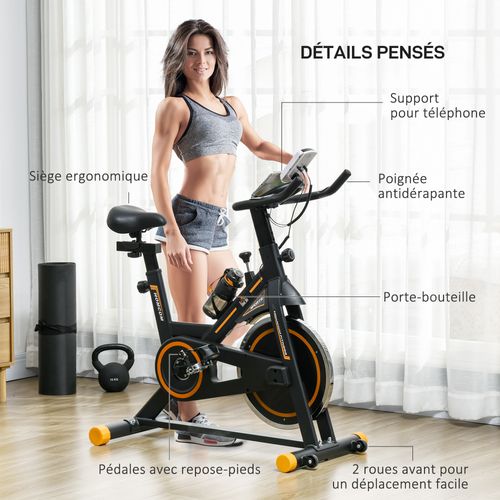 Vélo De Biking Réglable Volant D'inertie 8 Kg Écran LCD Acier Orange Noir