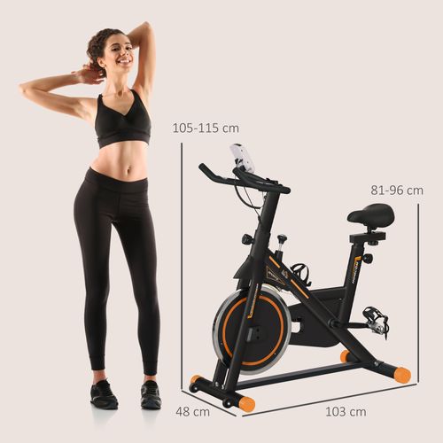 Vélo De Biking Réglable Volant D'inertie 8 Kg Écran LCD Acier Orange Noir