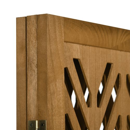 Séparateur De Pièces Ajouré 4 Panneaux Bois Paulownia Verni