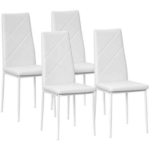 Lot De 4 Chaises De Salle à Manger Style Chesterfield Acier Synthétique Blanc