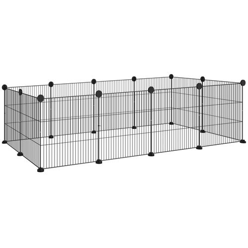 Cage Parc Enclos Animaux Domestiques L 140 X L 70 X H 35 Cm Métal Noir