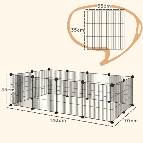 Cage Parc Enclos Animaux Domestiques L 140 X L 70 X H 35 Cm Métal Noir