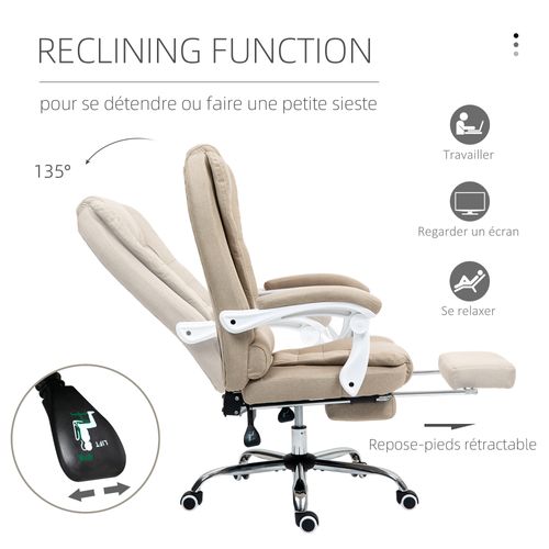 Fauteuil De Bureau Manager Repose-pied Dossier Inclinable Lin