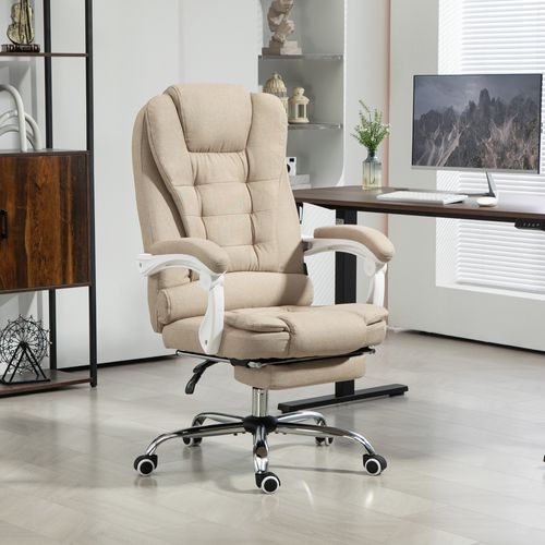 Fauteuil De Bureau Manager Repose-pied Dossier Inclinable Lin