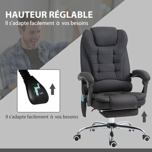 Fauteuil De Bureau Direction Massant Chauffant Tissu