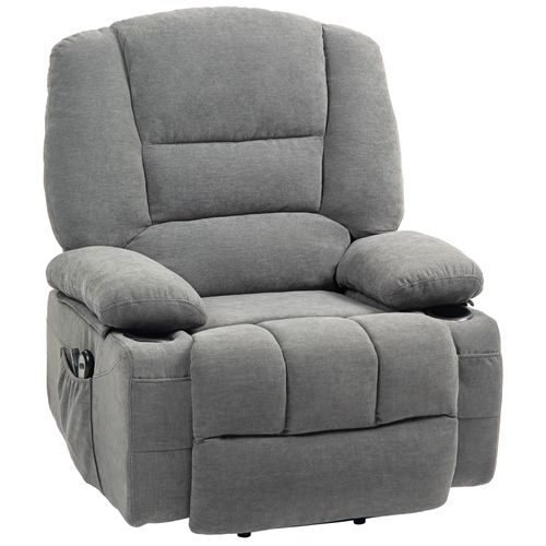 Fauteuil Releveur Électrique Massant Chauffant Inclinable Tissu Gris