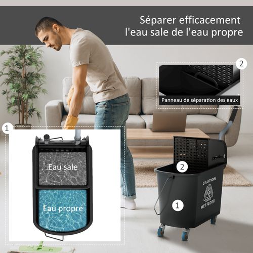 Chariot De Nettoyage Lavage Seau De Ménage 20 L Avec Essoreur