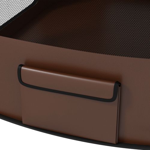 Parc Pliable Pour Chien En Tissu Oxford - Fenêtres, Portes, Sac Rangement - Marron