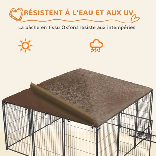 Chenil Extérieur Couvert Pour Chien Porte Verouillable Acier Noir