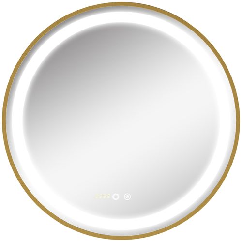 Miroir Rond LED Tactile Réglable Salle De Bain Dia. 60 Cm Alu Doré