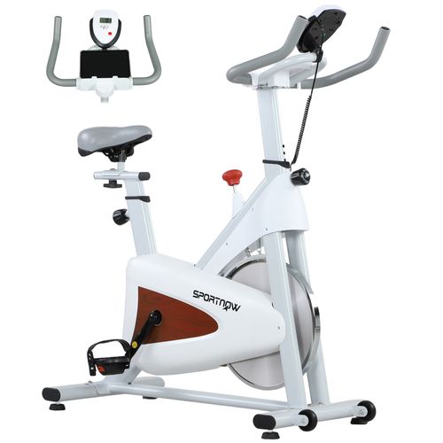 Vélo D'appartement Biking Spinning Réglable - Volant D'inertie 4 Kg - Rouge Gris Blanc
