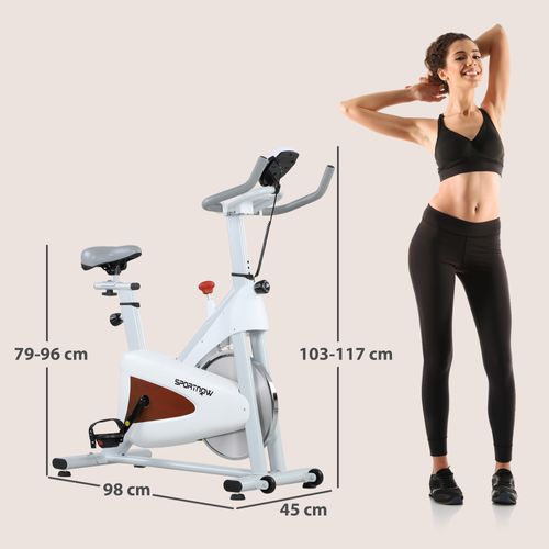 Vélo D'appartement Biking Spinning Réglable - Volant D'inertie 4 Kg - Rouge Gris Blanc