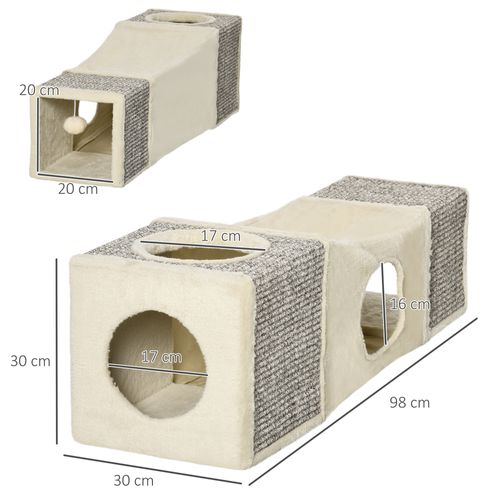 Tunnel Grattoir Niche Modulable Pour Chat 3 En 1