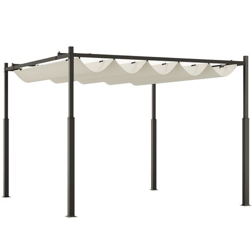 Pergola Rétractable 3 X 3 M Acier Époxy Noir Polyester 180 G/m² Upf30+