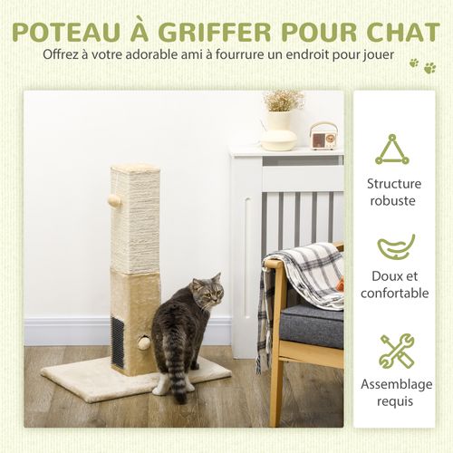 Griffoir Chat H. 79 Cm - 2 Jeux Boules, 2 Bandes Massantes