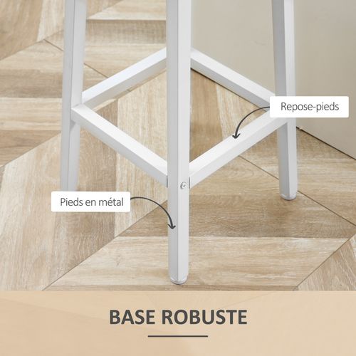 Lot De 2 Tabourets De Bar H.65 Cm Acier Effet Bois