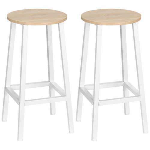 Lot De 2 Tabourets De Bar H.65 Cm Acier Effet Bois