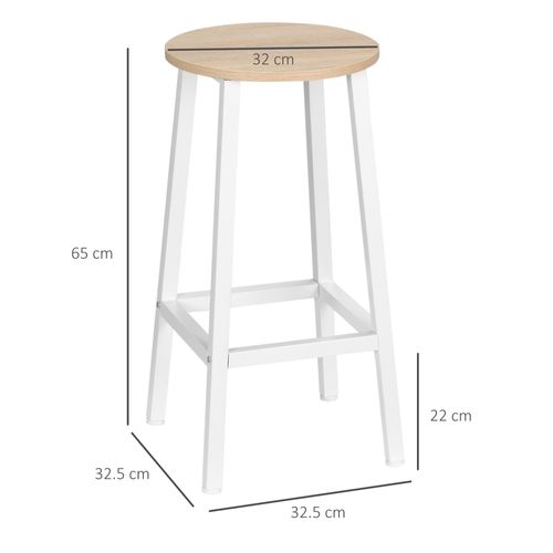 Lot De 2 Tabourets De Bar H.65 Cm Acier Effet Bois