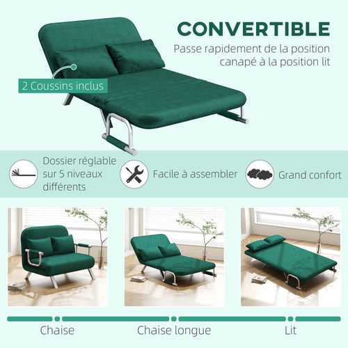 Canapé-lit Canapé Convertible 2 Places Métal Suède
