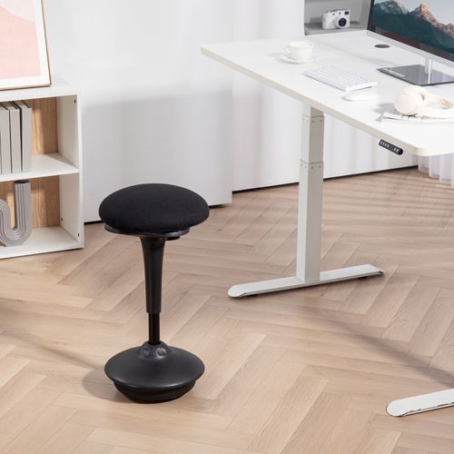Tabouret Oscillant - Tabouret Dynamique Ergonomique H. 70-90cm 360° - Tissu Noir