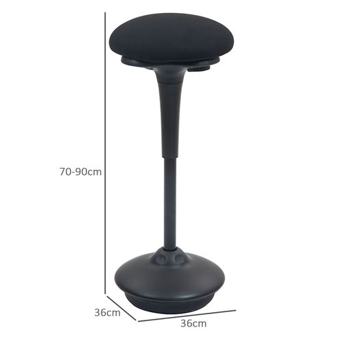 Tabouret Oscillant - Tabouret Dynamique Ergonomique H. 70-90cm 360° - Tissu Noir