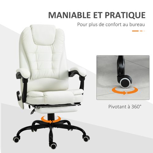 Fauteuil De Bureau Direction Massant Repose-pied Intégré Revêtement Pu