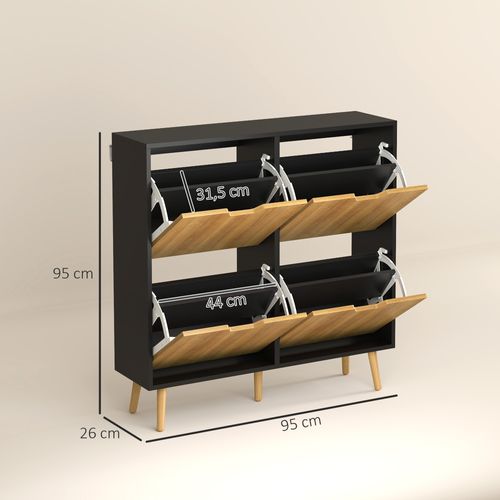 Meuble à Chaussures Style Scandinave 4 Portes 4 Étagères
