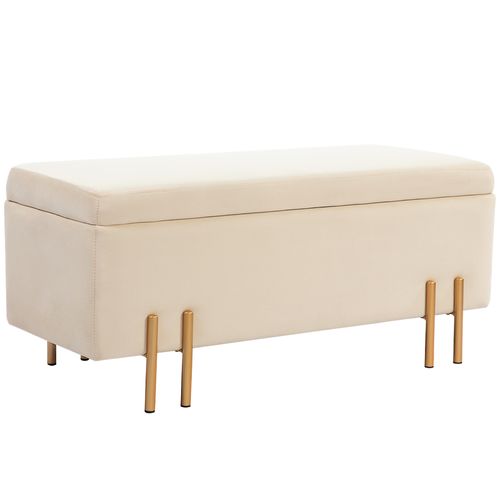 Grand Pouf Coffre De Rangement Design Contemporain Velours