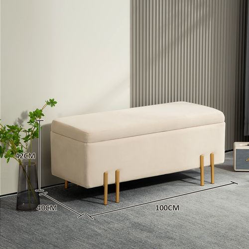 Grand Pouf Coffre De Rangement Design Contemporain Velours