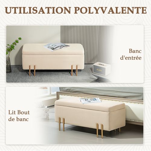 Grand Pouf Coffre De Rangement Design Contemporain Velours