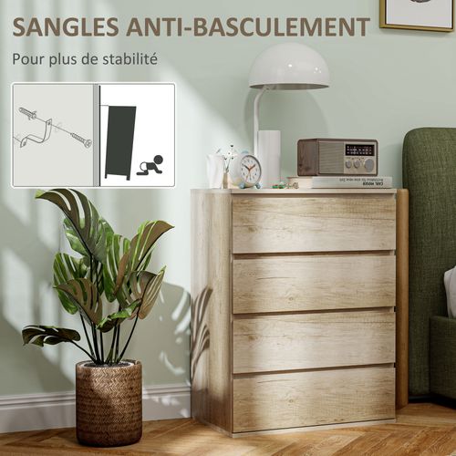 Commode 4 Tiroirs Dim. 60l X 40l X 80h Cm