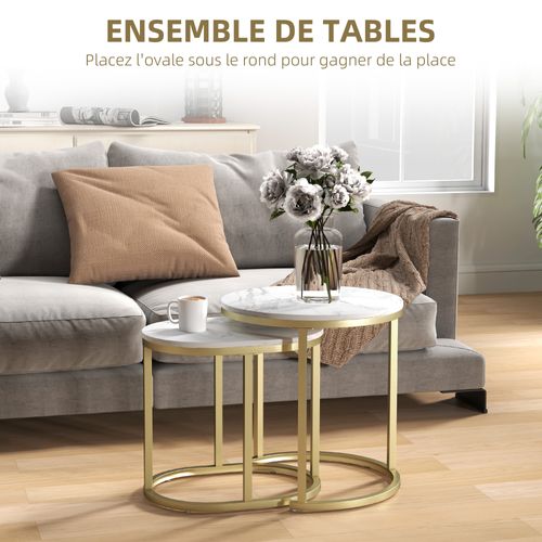 Lot De 2 Tables Basses Gigognes Aspect Marbre