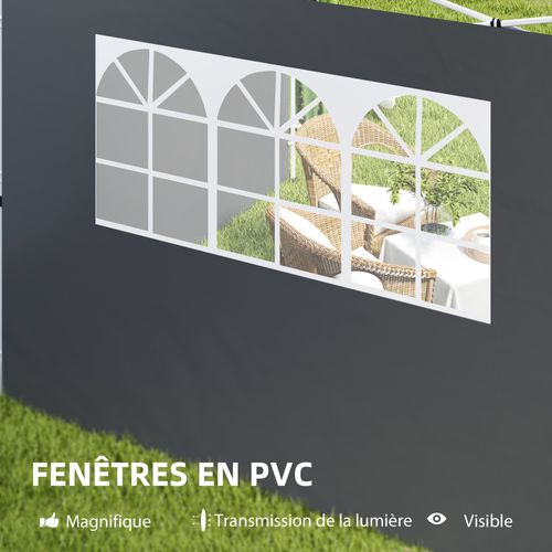 Parois Latérales De Rechange Barnum Tonnelle 3 X 3 M 2 Pièces Fenêtre Gris