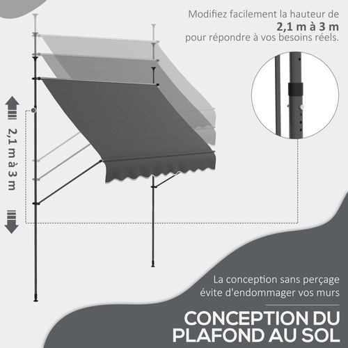 Store Banne Autoportant Manuel Rétractable Réglable Métal Alu Polyester