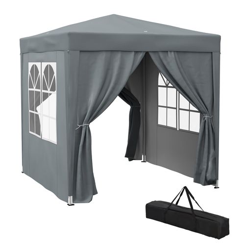Tonnelle Barnum Pop-up Pliable Automatique 2 X 2 M Avec Sac Transport Gris