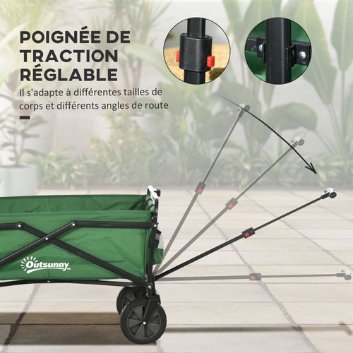 Chariot De Transport Pliable à Roulettes Max. 40 Kg Vert