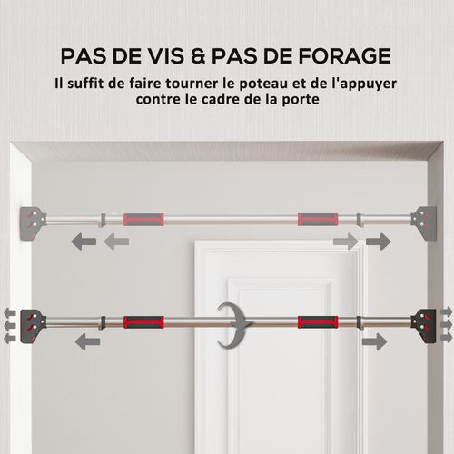 Barre De Traction Murale Sans Vis - Pull Up Bar - Longueur Ajustable (92-124cm)