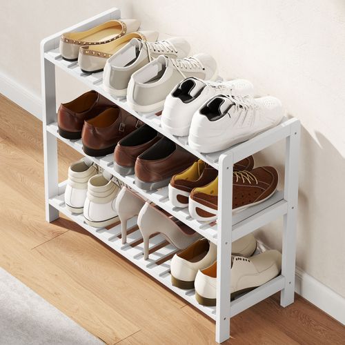 Meuble à Chaussures Range-chaussures 3 Niveaux Bambou Mdf